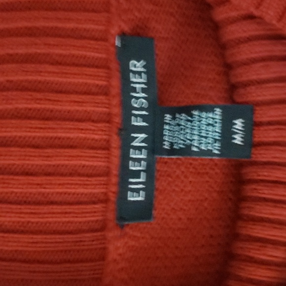 Eileen Fisher Mock Neck 100% Extra Fine Merino Wool Sweater Red Longer Oversized - Picture 3 of 16